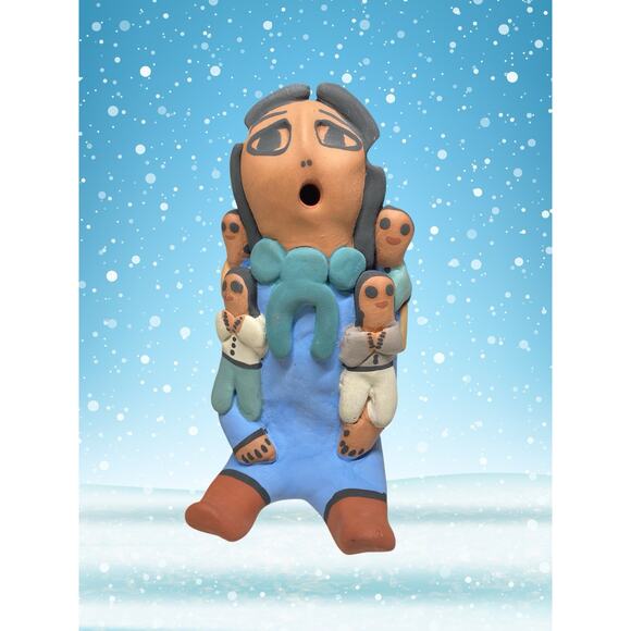 Native American Storyteller 4 Children Pottery Figurine Signed EB – Eva Betonie - Picture 1 of 6